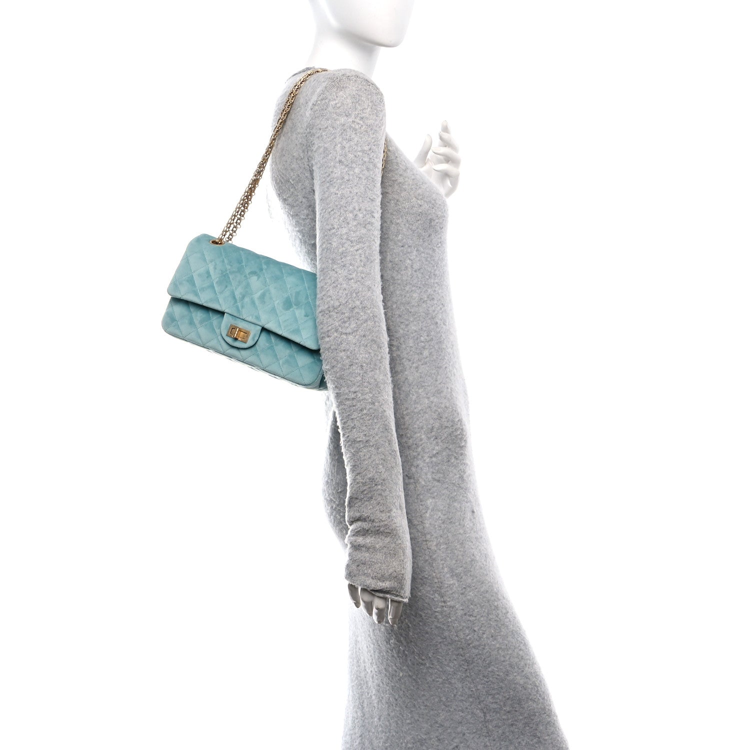Chanel Velvet Quilted 2.55 Reissue 225 Flap Light Blue 2 of 11