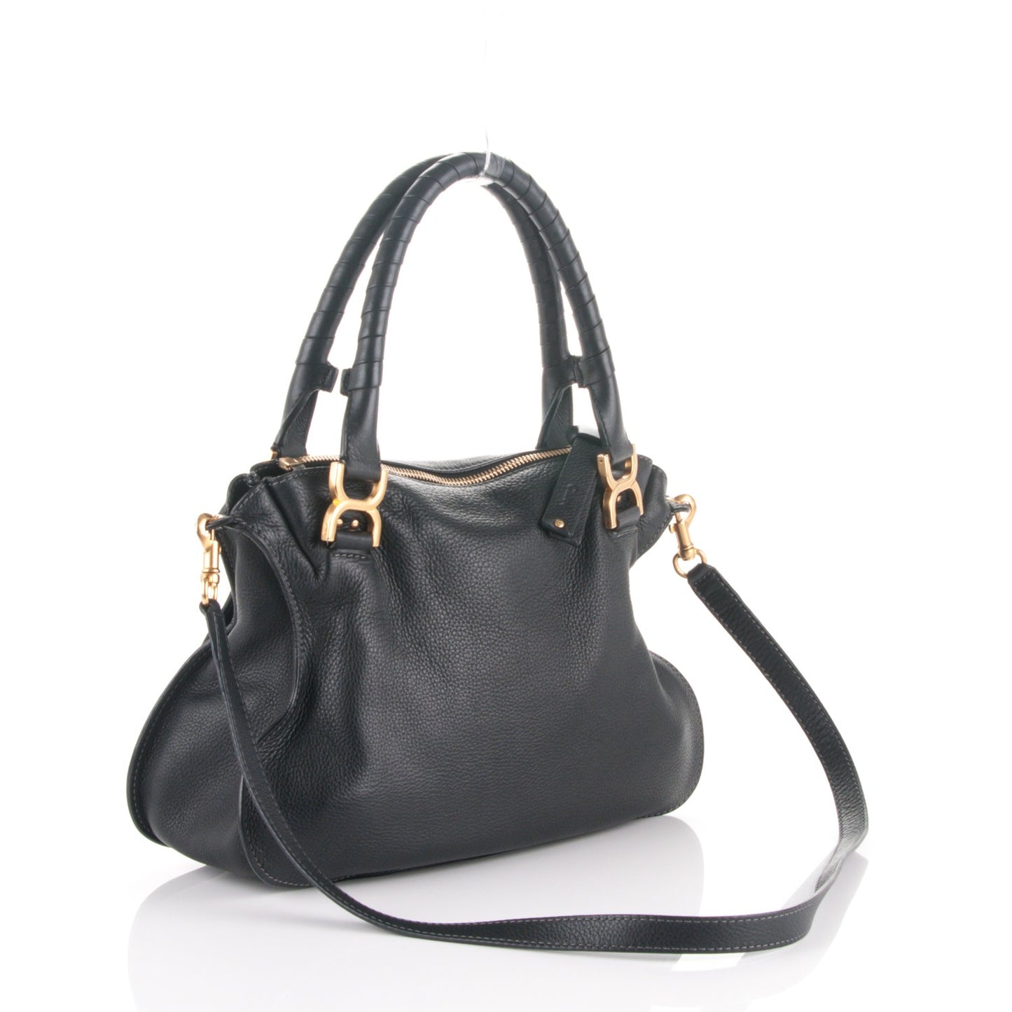 Calfskin Medium Marcie Satchel Black