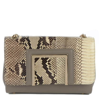 Jimmy Choo Snakeskin Alba Shoulder Bag Grey 1 of 7