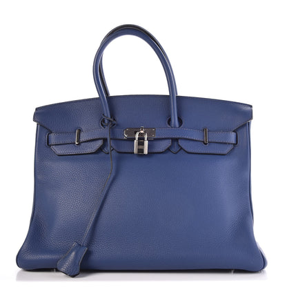 Hermes Taurillon Clemence Birkin 35 Bleu Brighton 1 of 7