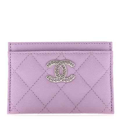 Chanel Caviar Quilted CC Logo Card Holder Light Purple 1 of 9