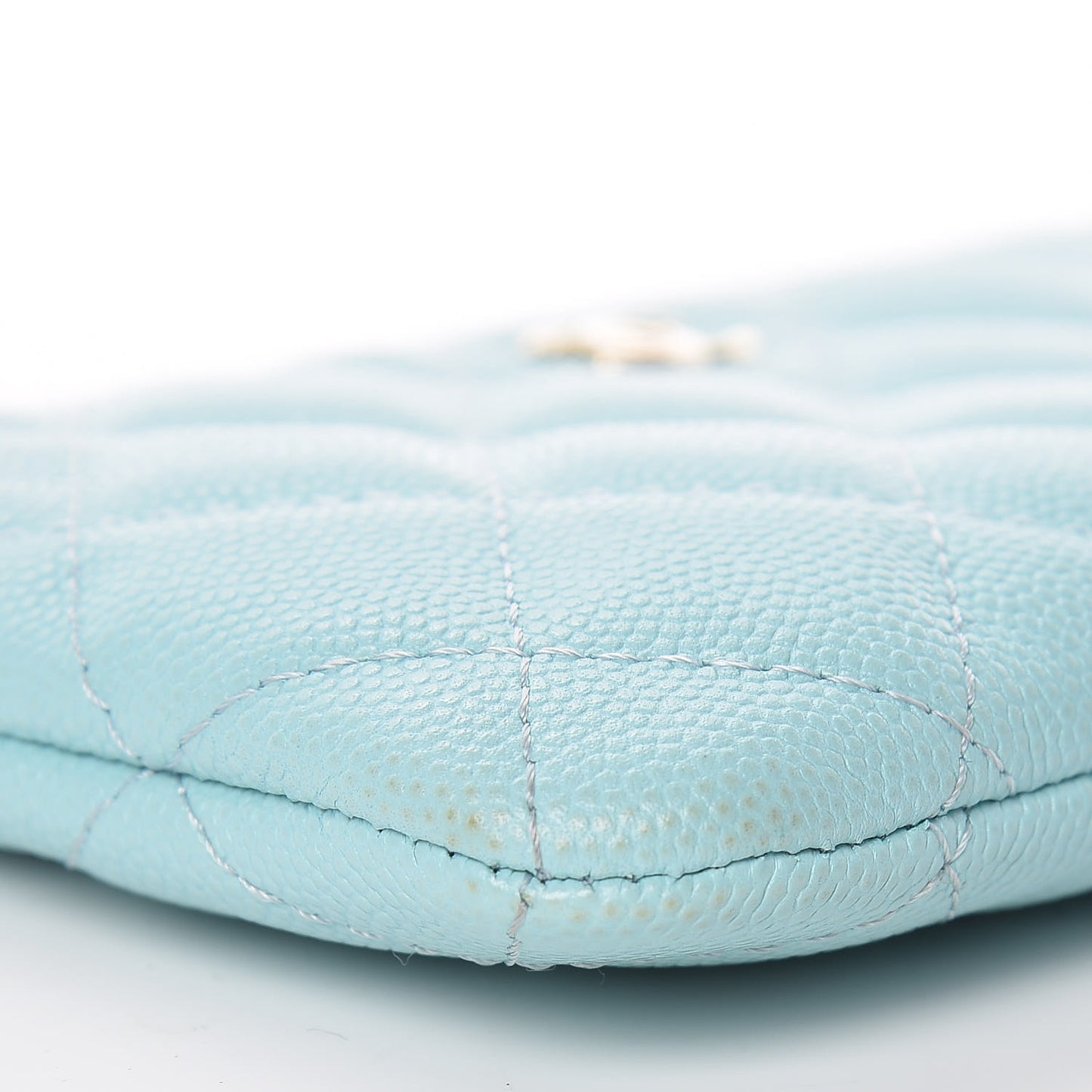 Caviar Quilted Small Cosmetic Case Light Blue
