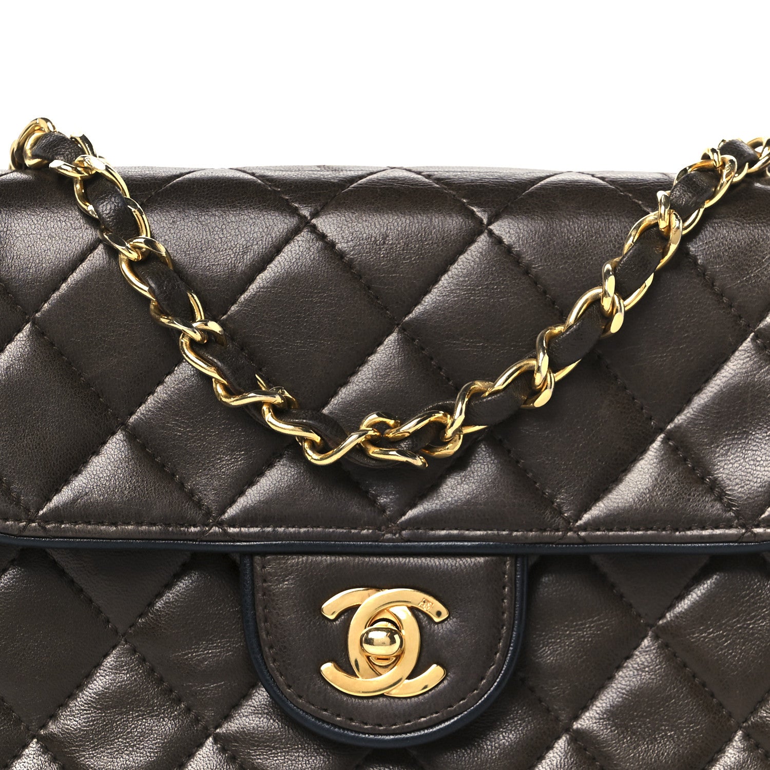 Chanel Lambskin Quilted Mini Square Flap Bag Dark Brown 10 of 12