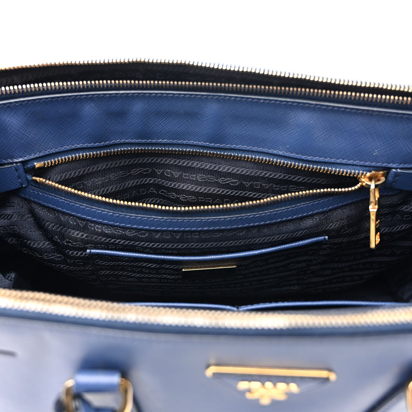 Saffiano Lux Large Galleria Double Zip Tote Bluette