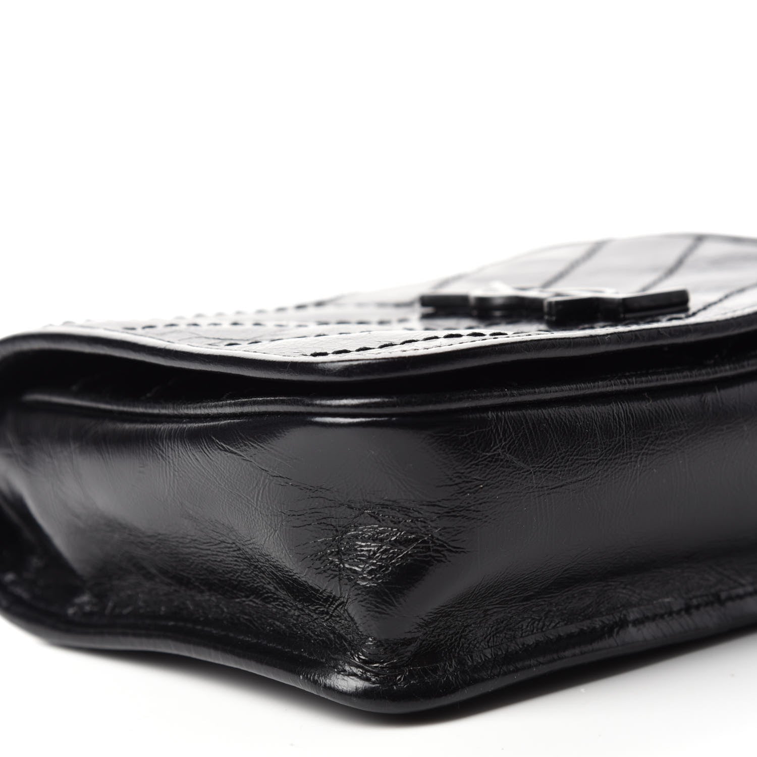 Saint Laurent Crinkled Calfskin Matelasse Monogram Niki Chain Wallet Black 6 of 10