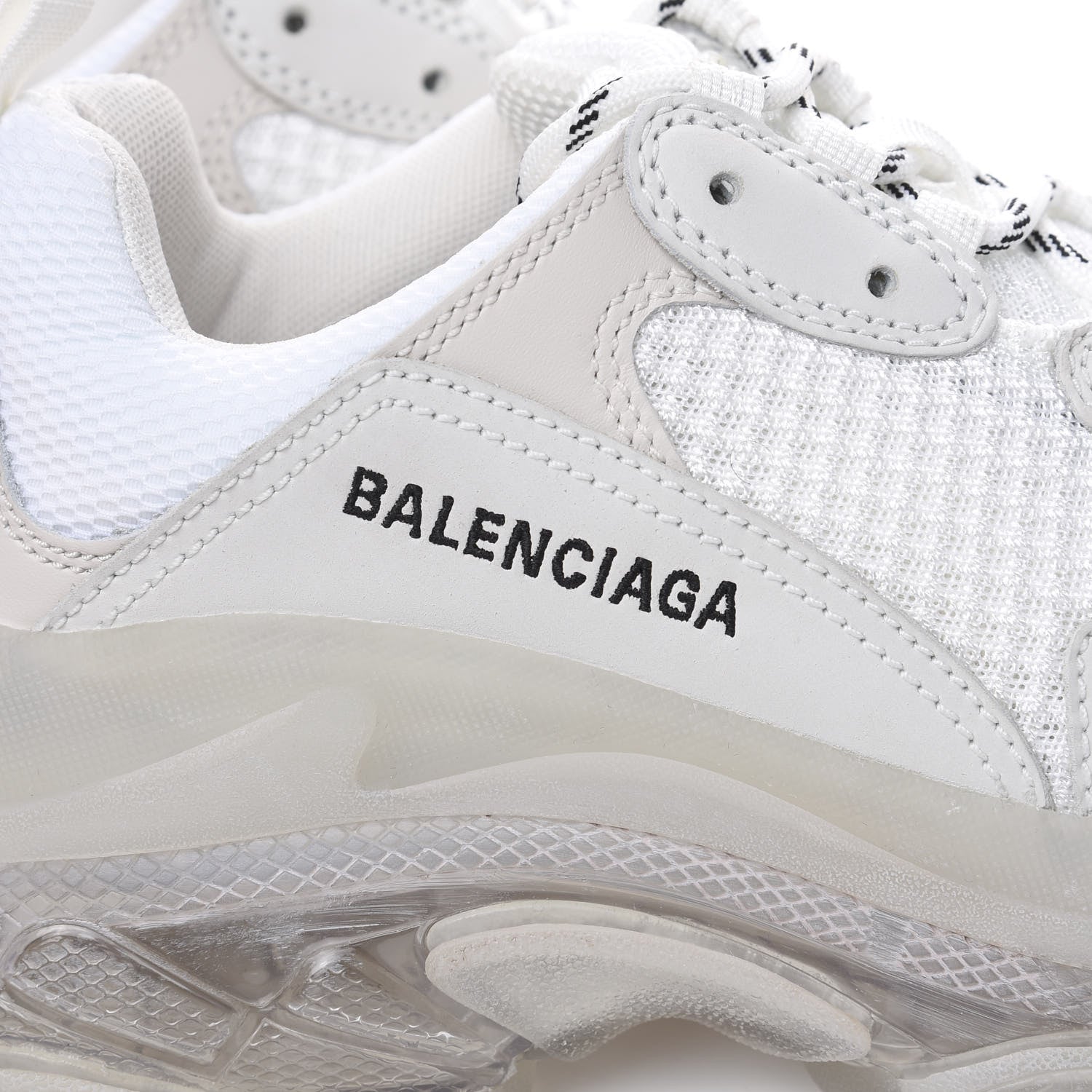 Balenciaga Fabric Mesh Clear Sole Womens Triple S Sneakers 39 White 6 of 8