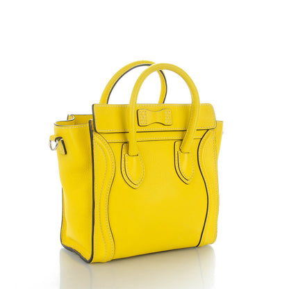 Celine Drummed Calfskin Nano Luggage Citron 3 of 8