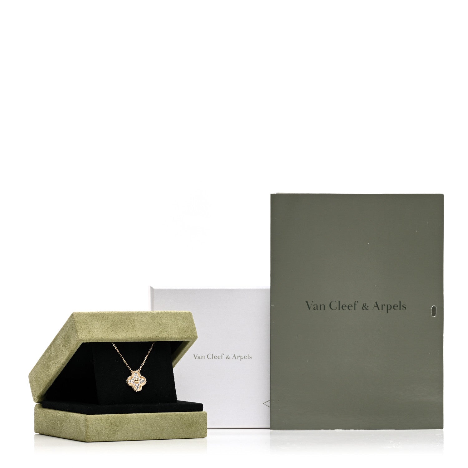Van Cleef & Arpels 18K Yellow Gold Diamond Vintage Alhambra Pendant Necklace 6 of 6
