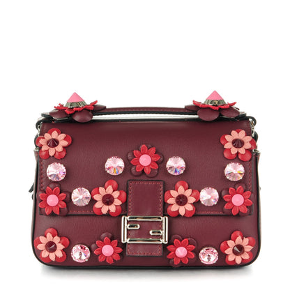 Fendi Vitello Dolce Crystal Flowerland Bi-Color Micro Double Baguette Bordeaux Soap 1 of 8
