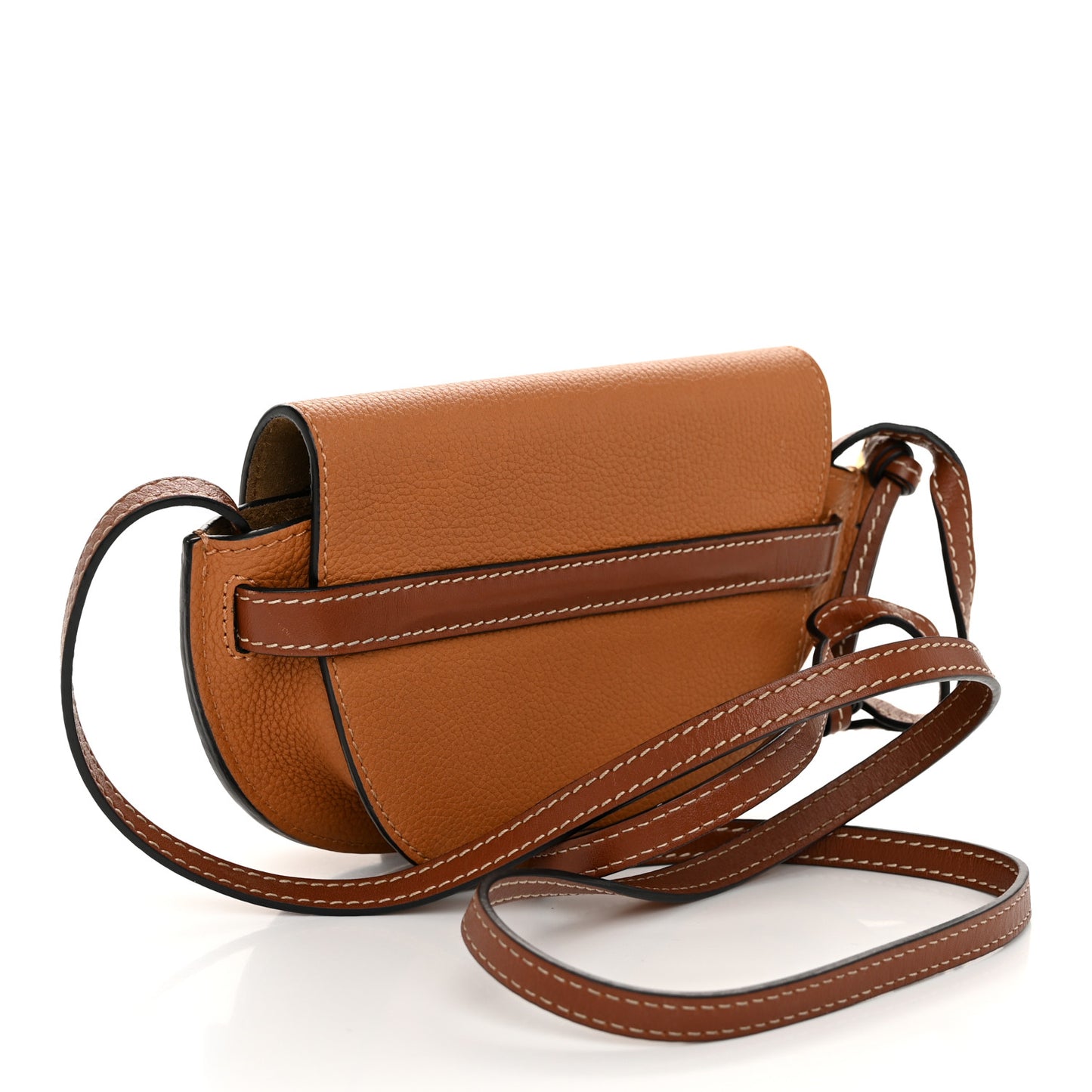 Grained Calfskin Mini Gate Crossbody Bag Caramel Pecan