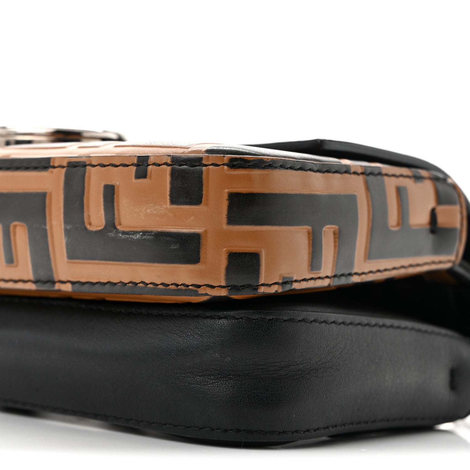 Fendi Vitello Dolce F is Fendi FF Embossed Micro Double Baguette Tobacco Black 10 of 12