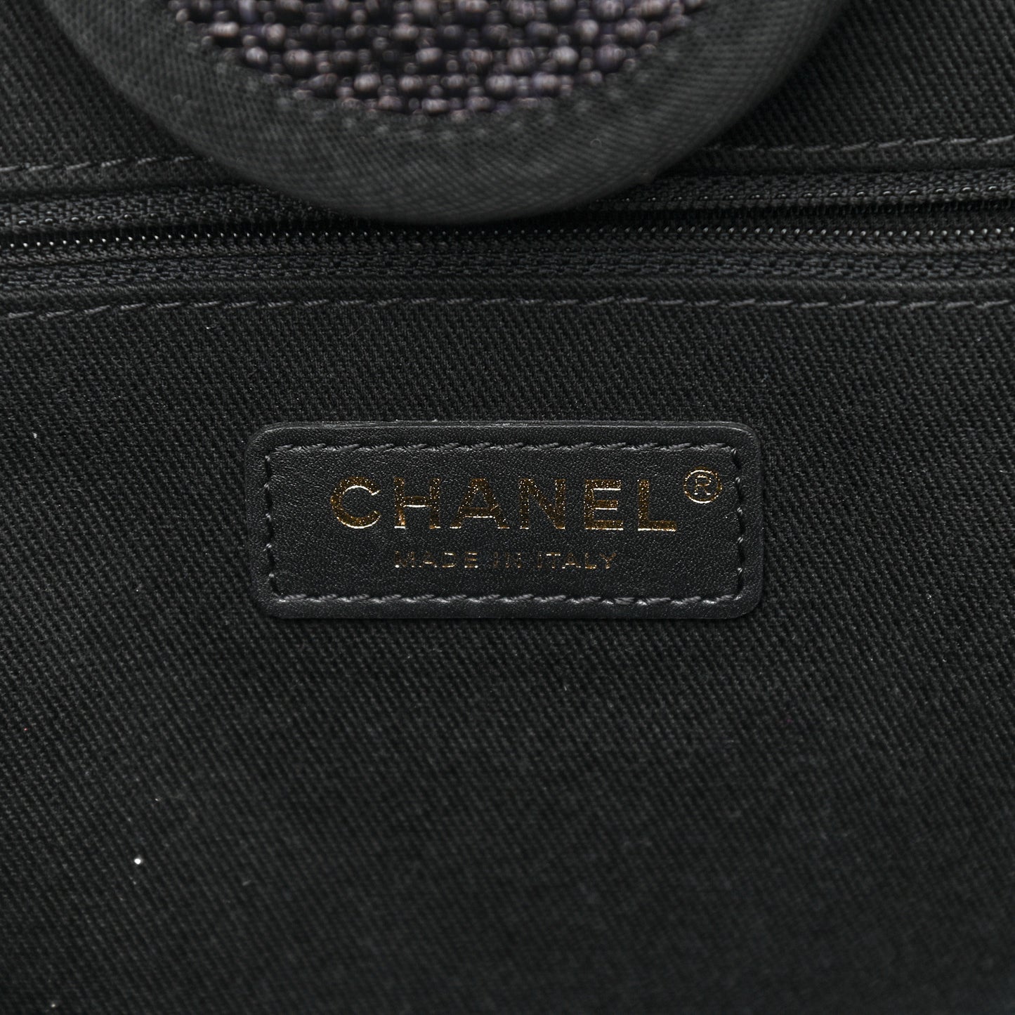 Woven Straw Raffia Medium Deauville Tote Black