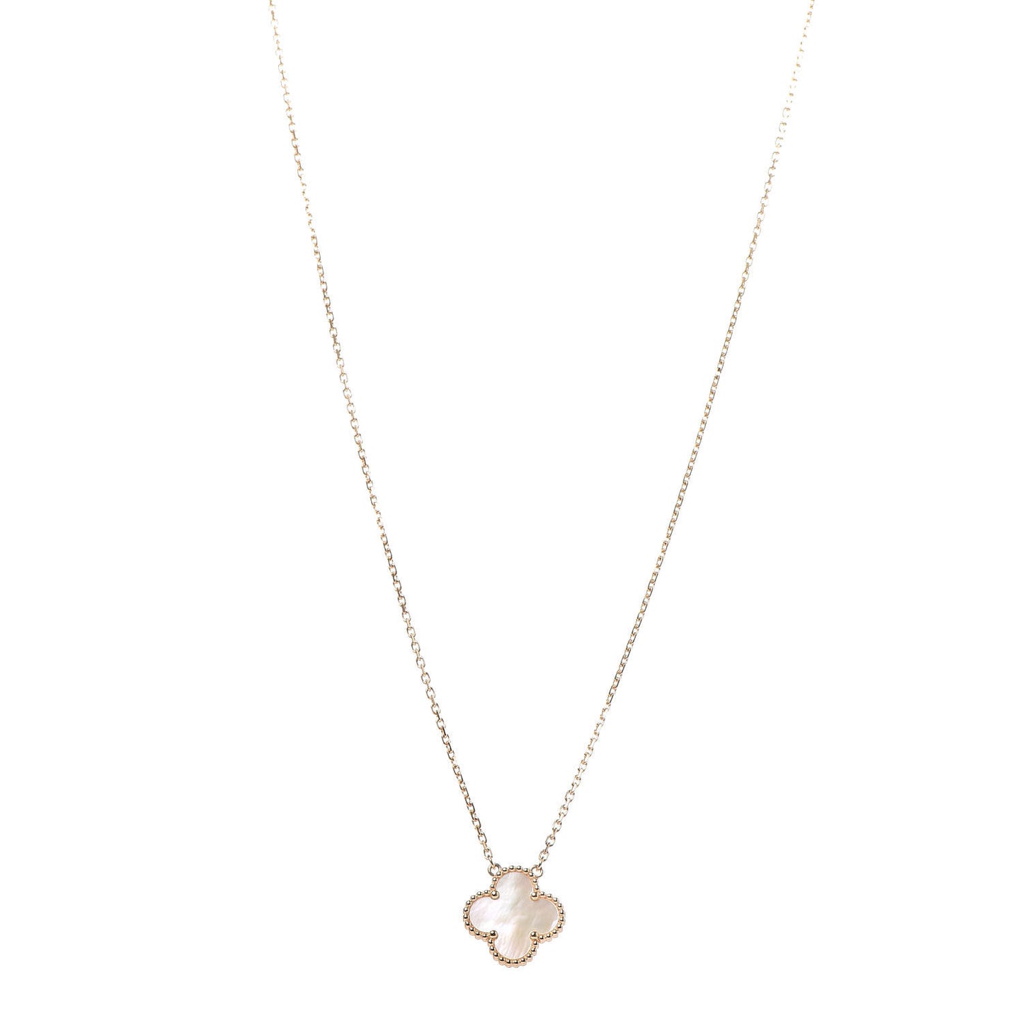 18K Yellow Gold Mother of Pearl Vintage Alhambra Pendant Necklace