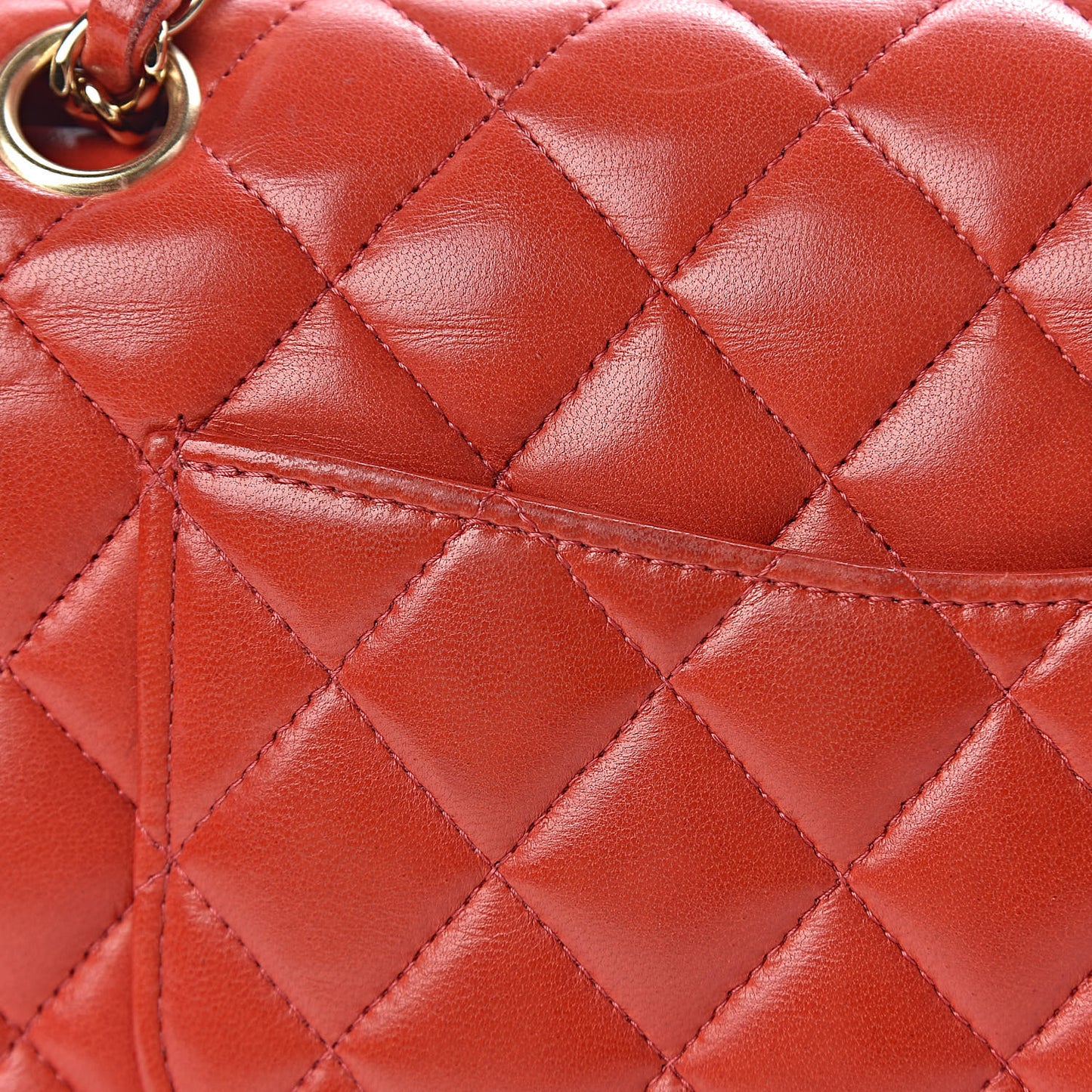 Lambskin Quilted Medium Double Flap Red