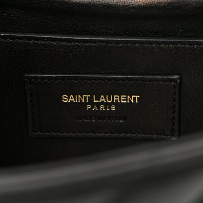 Saint Laurent Lambskin Matelasse Chevron Medium Monogram Satchel Black 6 of 11