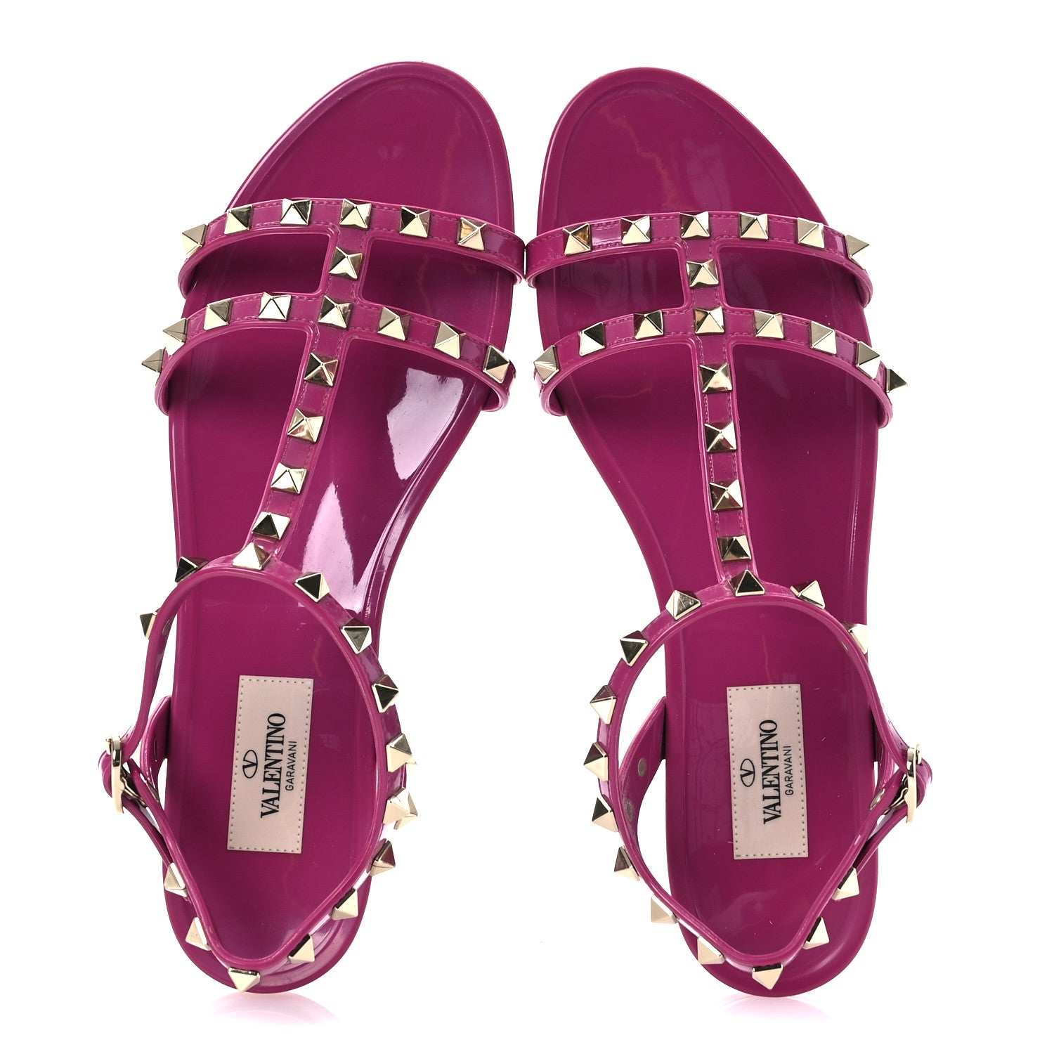 Valentino Garavani PVC Jelly Rockstud Caged Flat Thong Sandals 38 Blossom 2 of 12