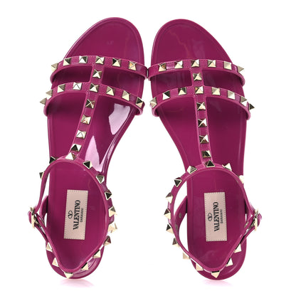 Valentino Garavani PVC Jelly Rockstud Caged Flat Thong Sandals 38 Blossom 2 of 12