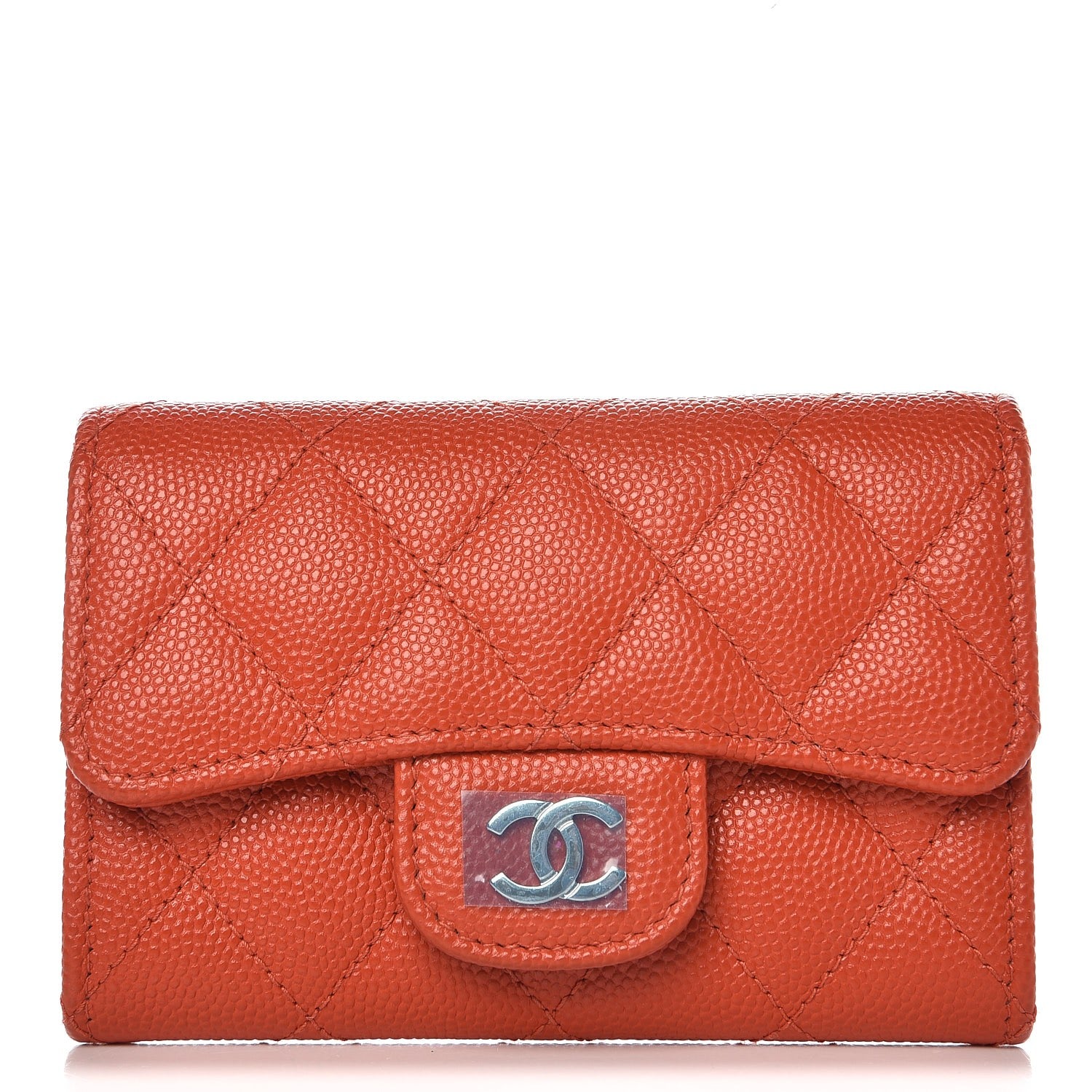 Chanel Caviar Quilted Card Holder Orange 1 of 7