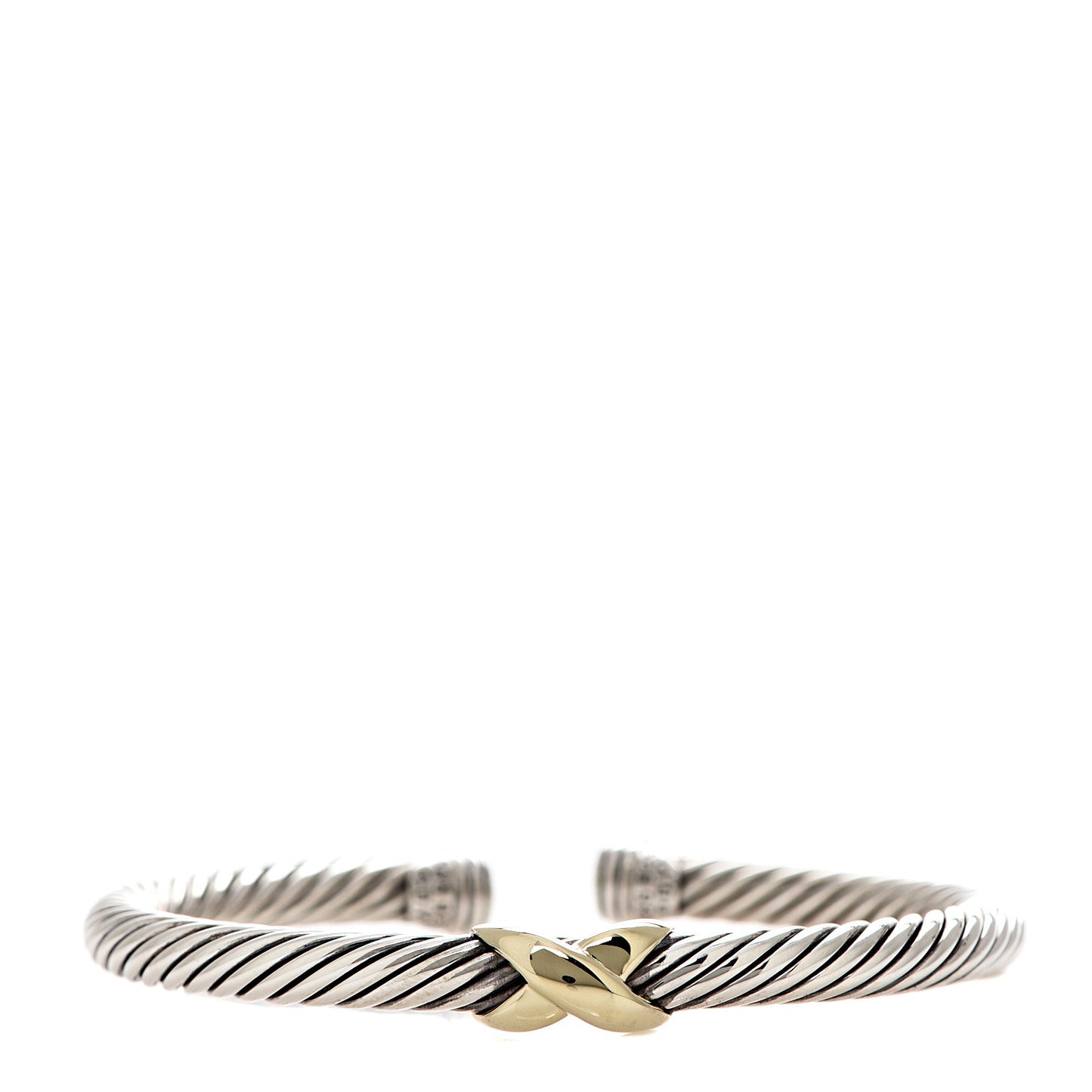Sterling Silver 14K Yellow Gold 5mm X Station Cable Bracelet