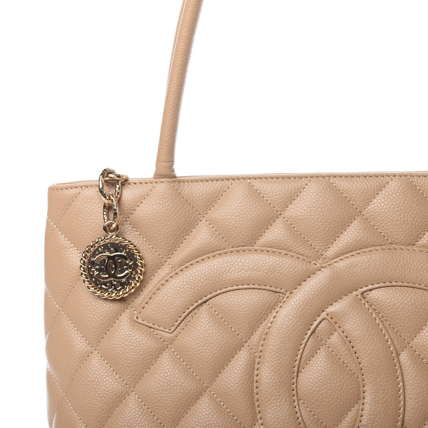Chanel Caviar Quilted Medallion Tote Beige 7 of 9