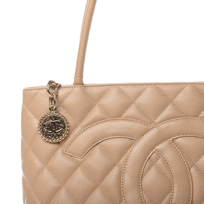 Chanel Caviar Quilted Medallion Tote Beige 7 of 9