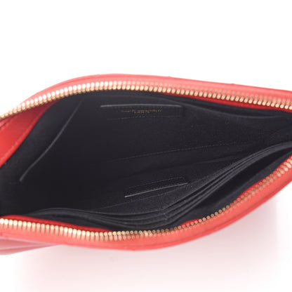 Saint Laurent Calfskin Matelasse Chevron Monogram A5 Wristlet Red 4 of 7