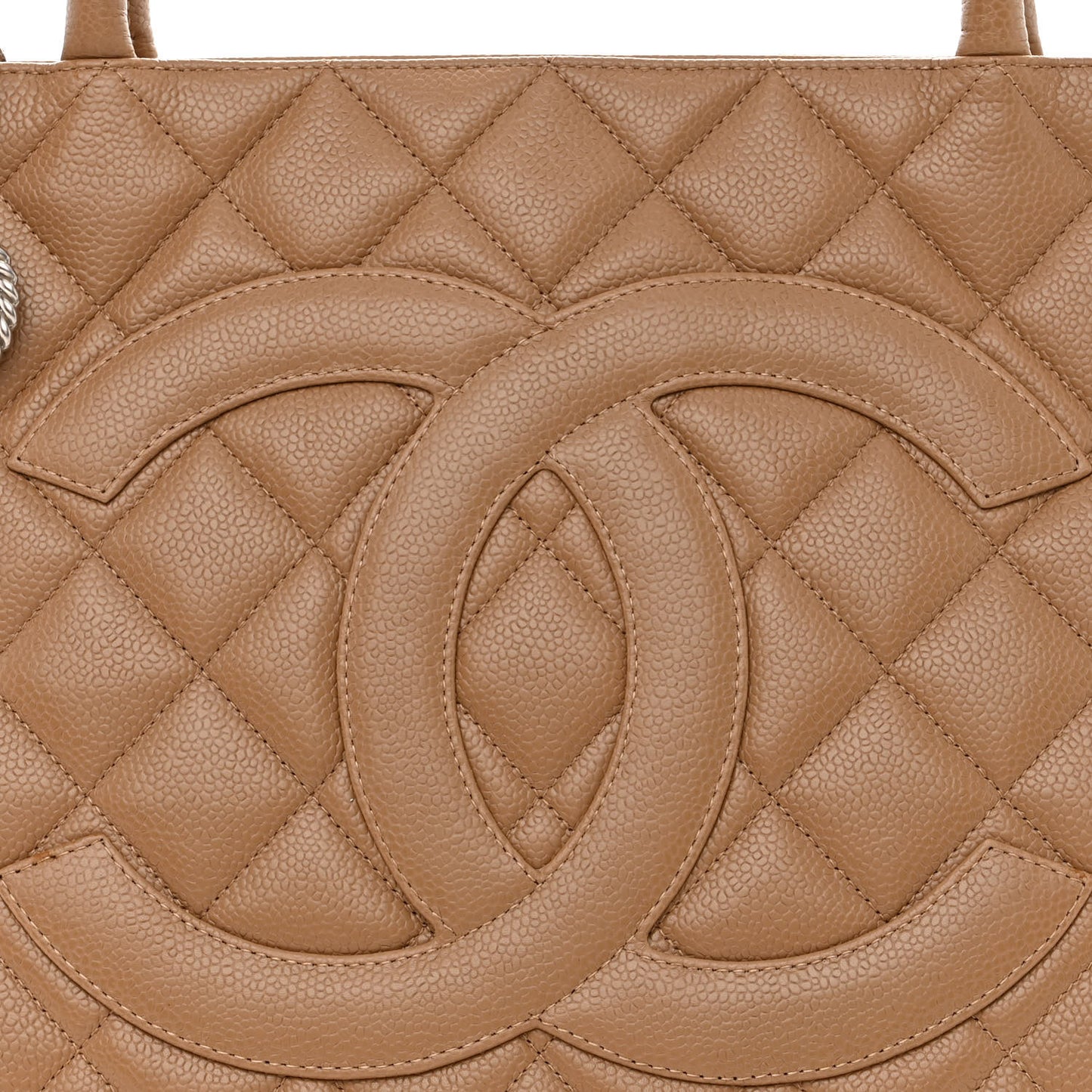 Caviar Quilted Medallion Tote Beige