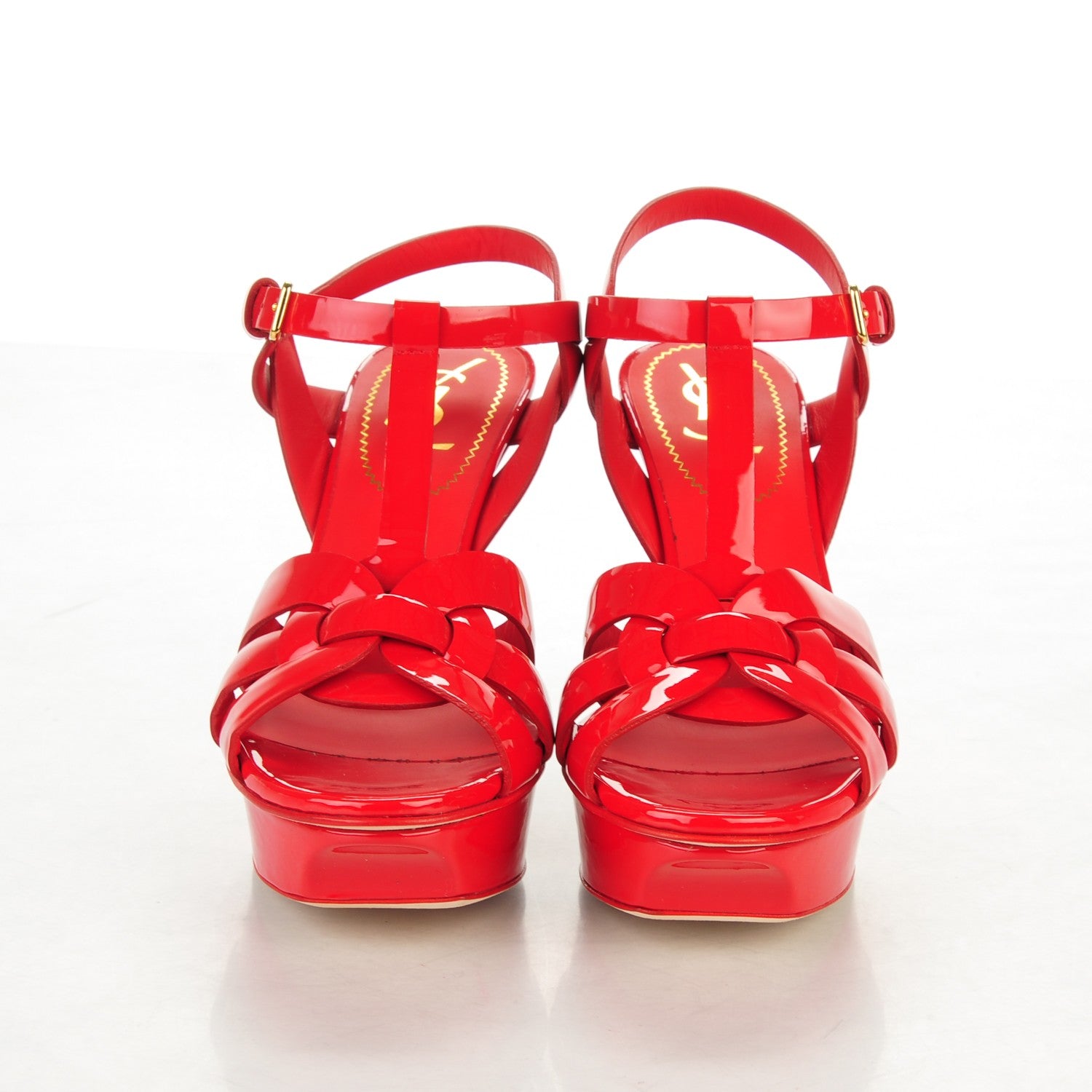 Saint Laurent Vitello Vernice Tribute 75 Platform Sandals 36 Red 2 of 6