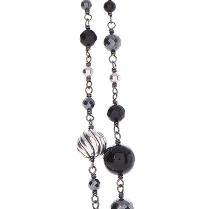 David Yurman Sterling Silver Black Onyx Hematite Elements Chain Necklace 4 of 6