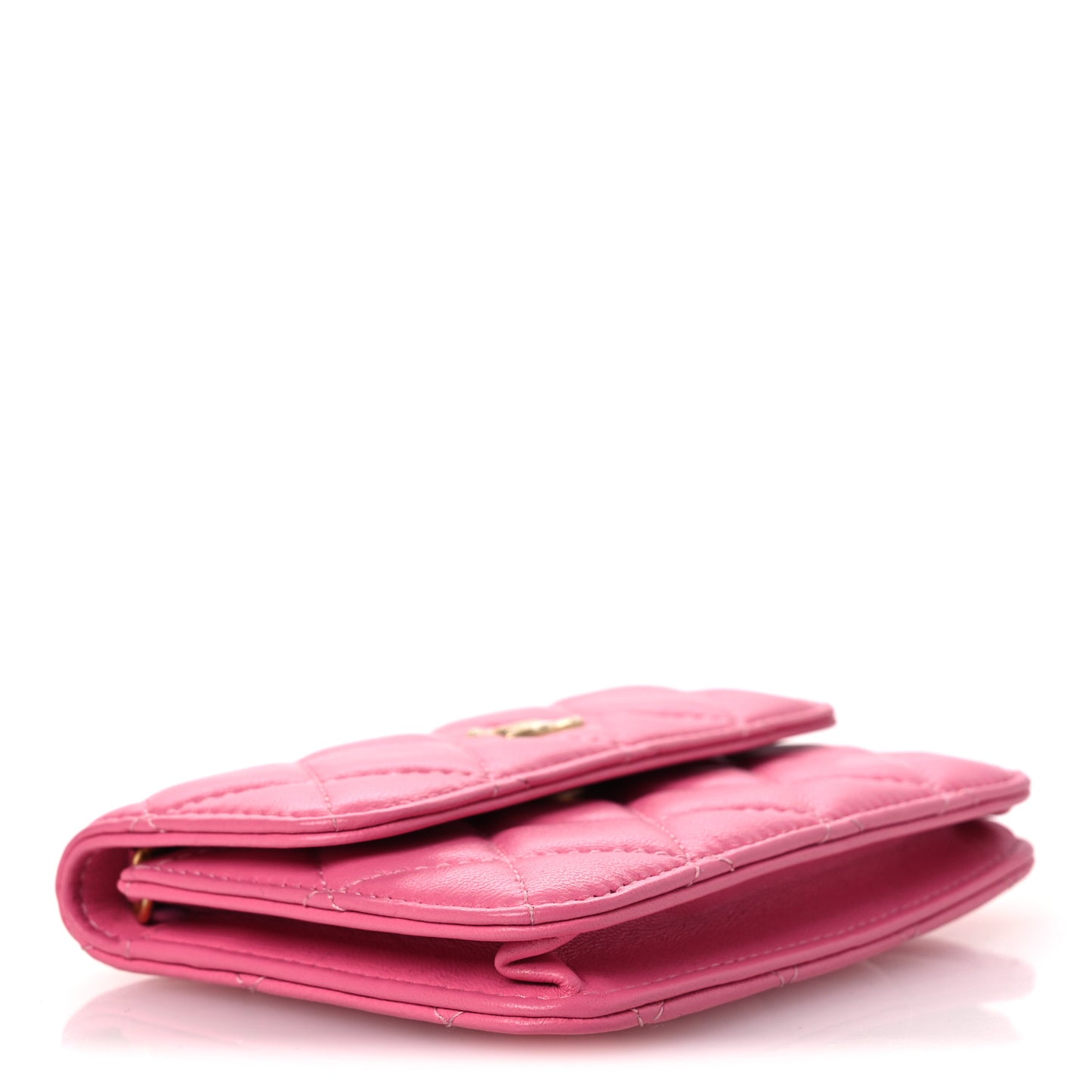 Lambskin Quilted Pearl Crush Clutch With Chain Pink