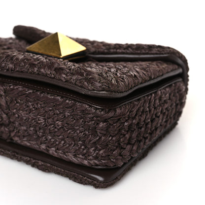 Valentino Garavani Raffia One Stud Chain Clutch Dark Brown 8 of 8