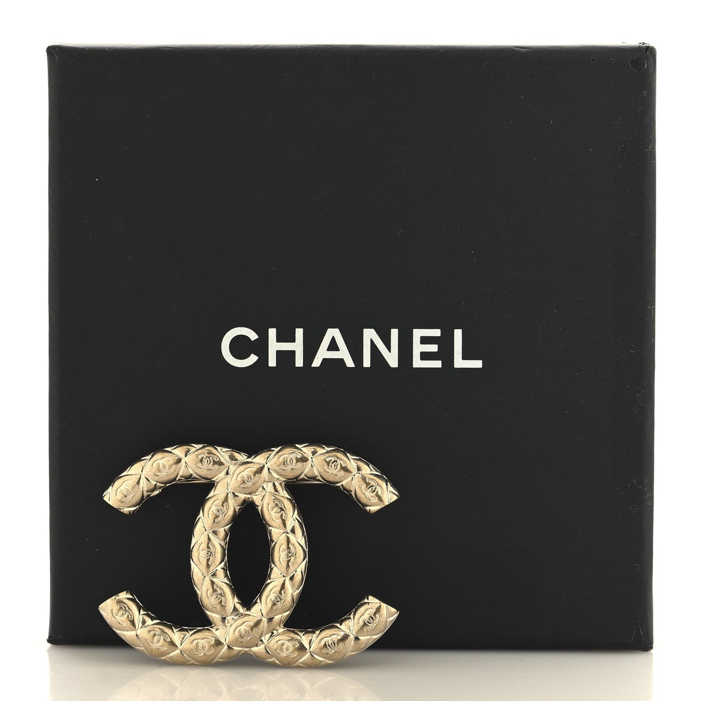 Metal CC Diamond Quilted Brooch Light Gold