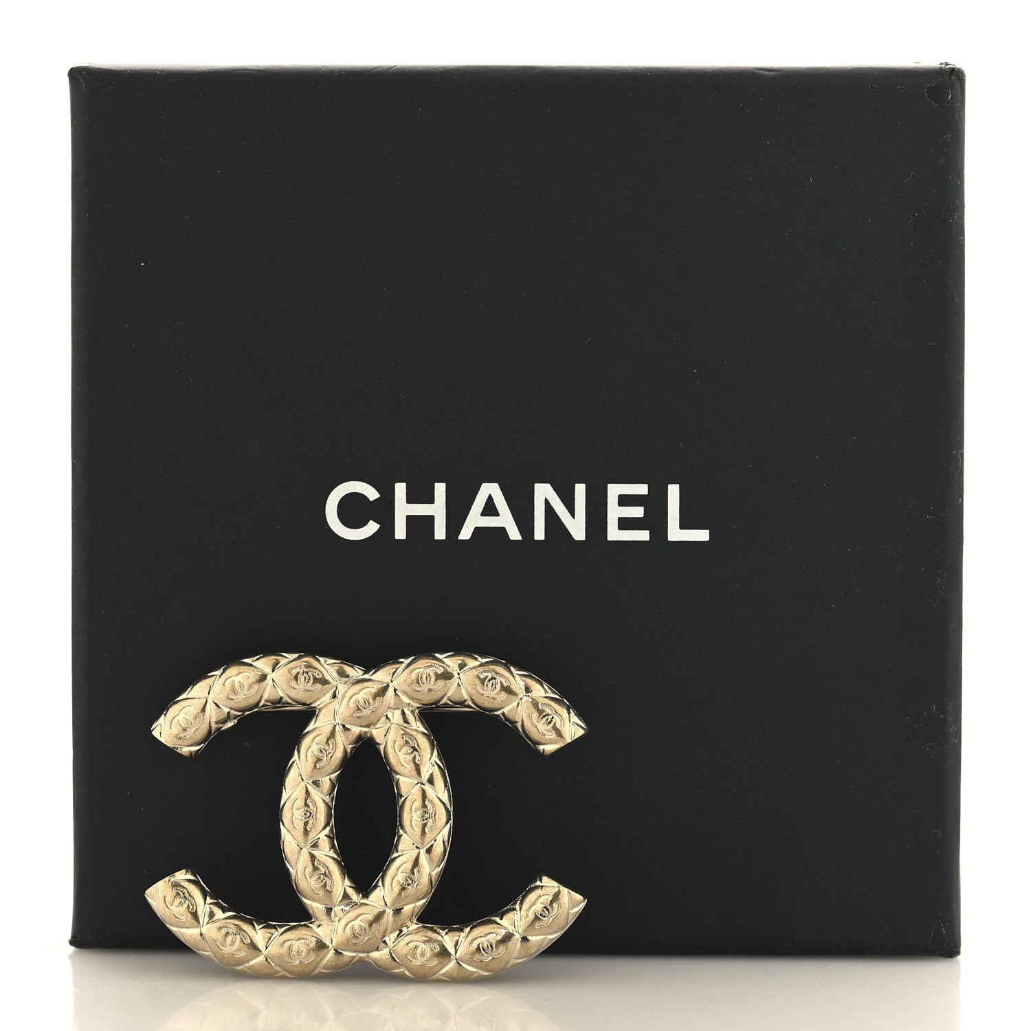 Chanel Metal CC Diamond Quilted Brooch Light Gold 4 of 4