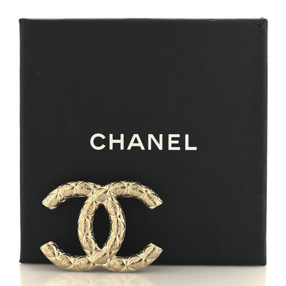 Chanel Metal CC Diamond Quilted Brooch Light Gold 4 of 4