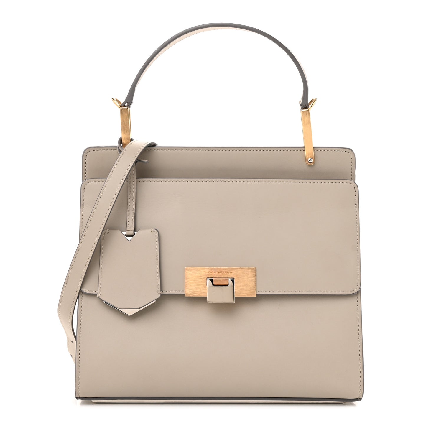 Smooth Calfskin Le Dix S Cartable Shoulder Bag Pearl Grey
