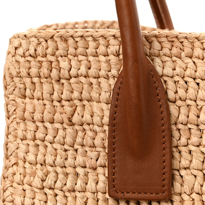 Saint Laurent Raffia Calfskin Panier Rectangle Tote Naturel Brick 11 of 11
