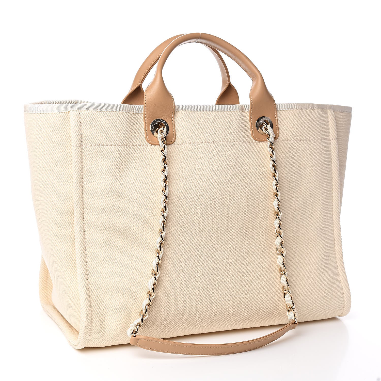 Chanel Canvas Pearl Large Deauville Tote Ecru Beige 3 of 10