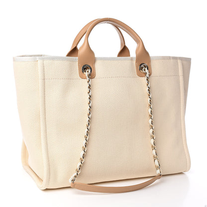 Chanel Canvas Pearl Large Deauville Tote Ecru Beige 3 of 10