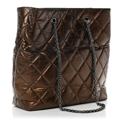 Chanel Metallic Aged Calfskin Quilted Reissue 2.55 Tote Bronze 2 of 9