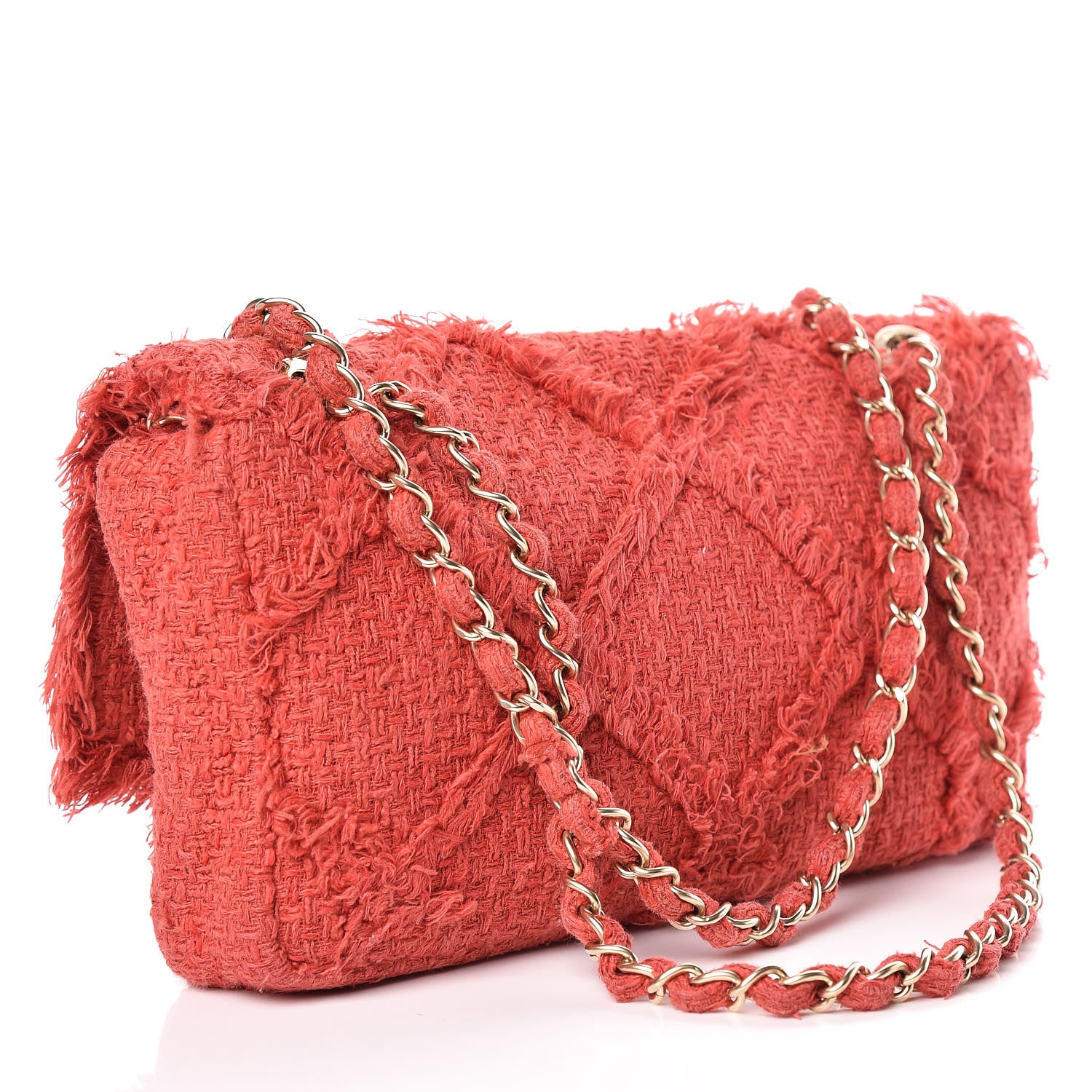 Chanel Tweed Medium Nature Single Flap Red 3 of 10