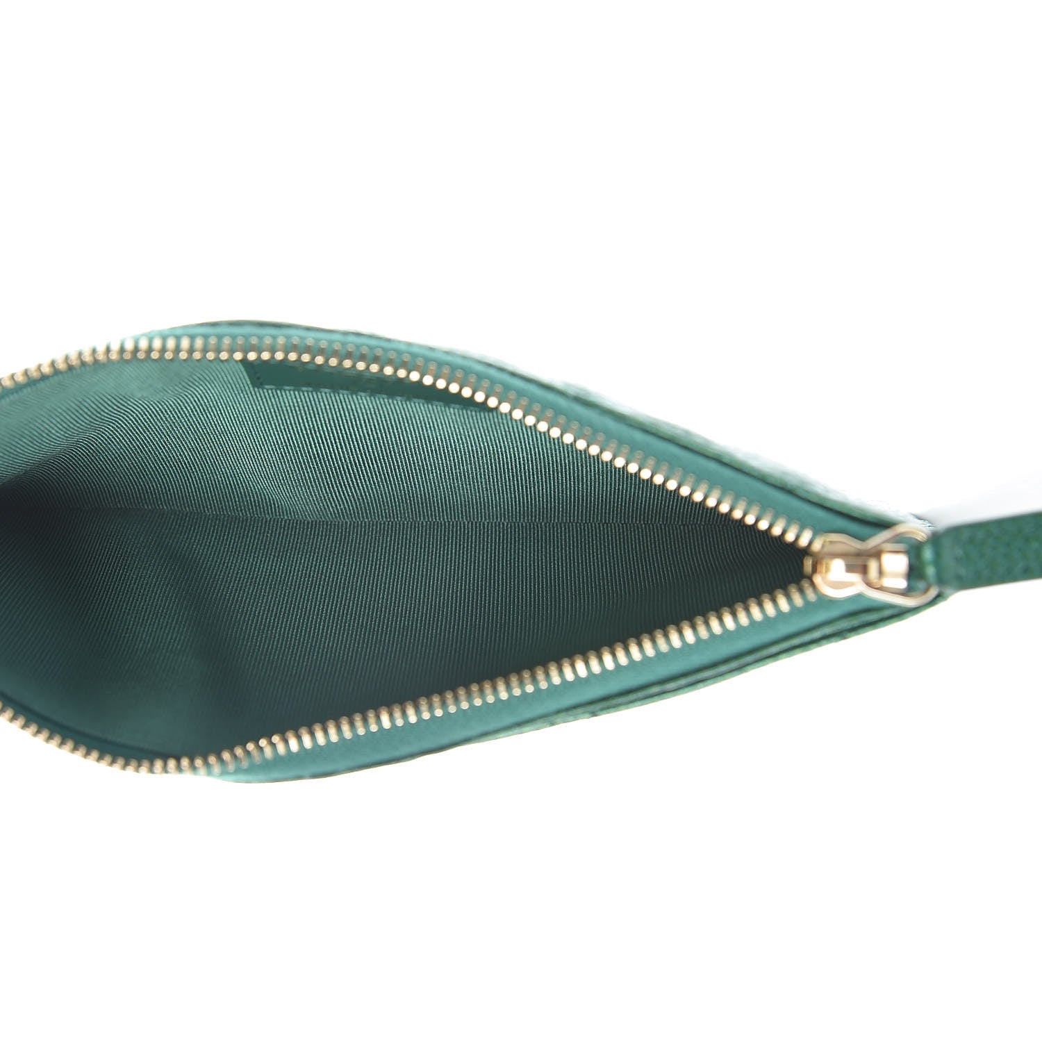 Chanel Metallic Caviar Quilted Classic Zip Pouch Green 5 of 8