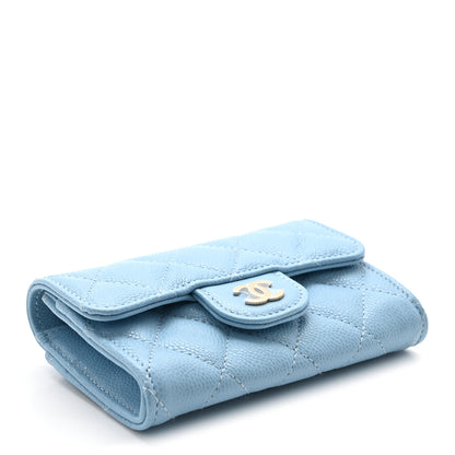 Chanel Caviar Quilted Flap Card Holder Wallet Light Blue 4 of 9