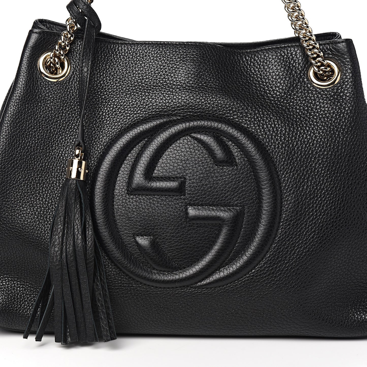 Pebbled Calfskin Medium Soho Chain Shoulder Bag Black