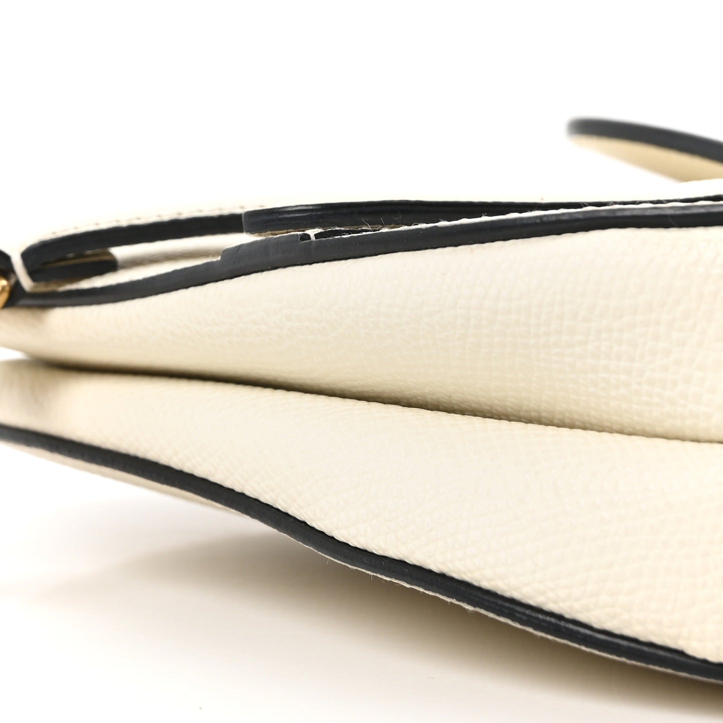 Grained Calfskin Mini Saddle Bag White