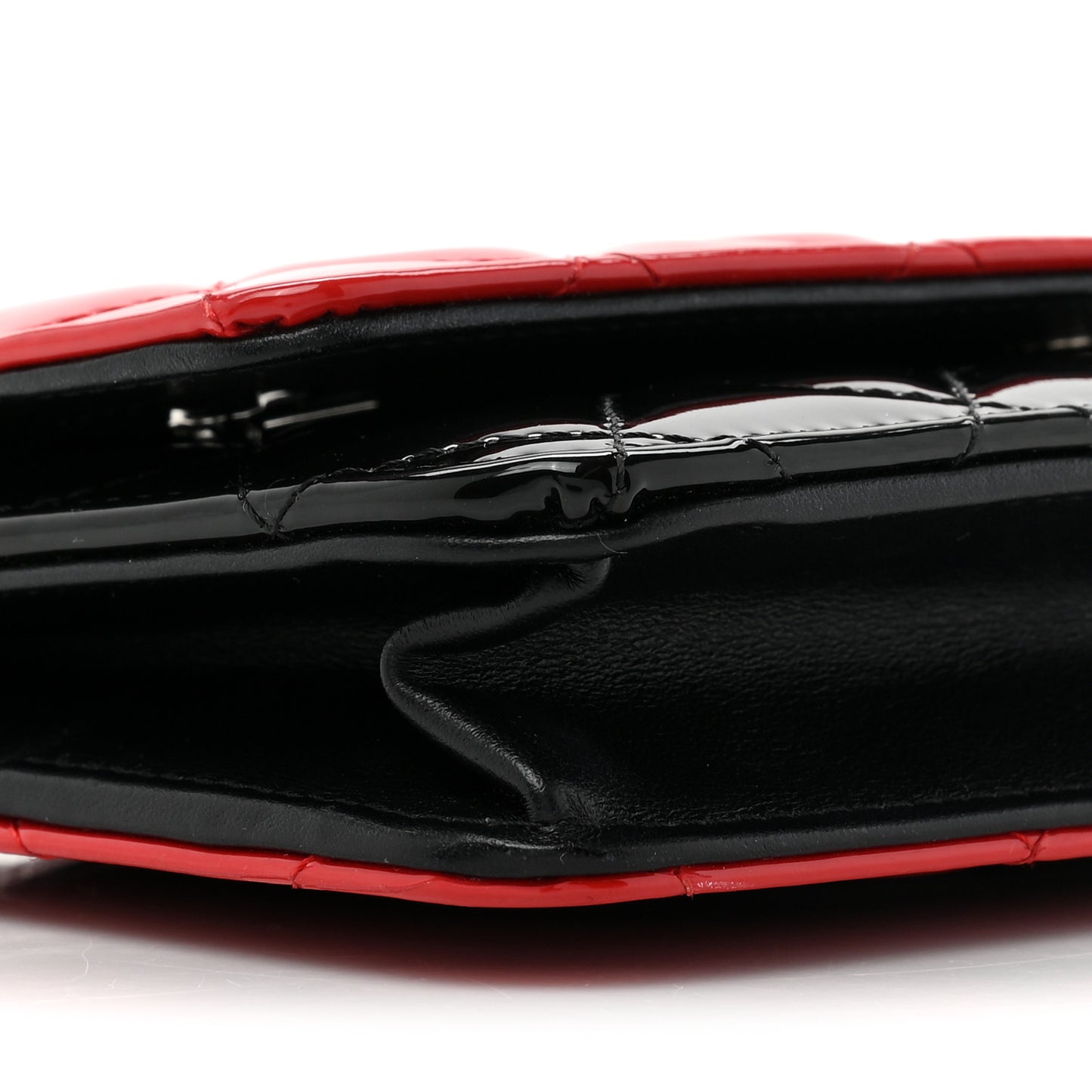 Patent Quilted Bi-Color Wallet On Chain WOC Red Black