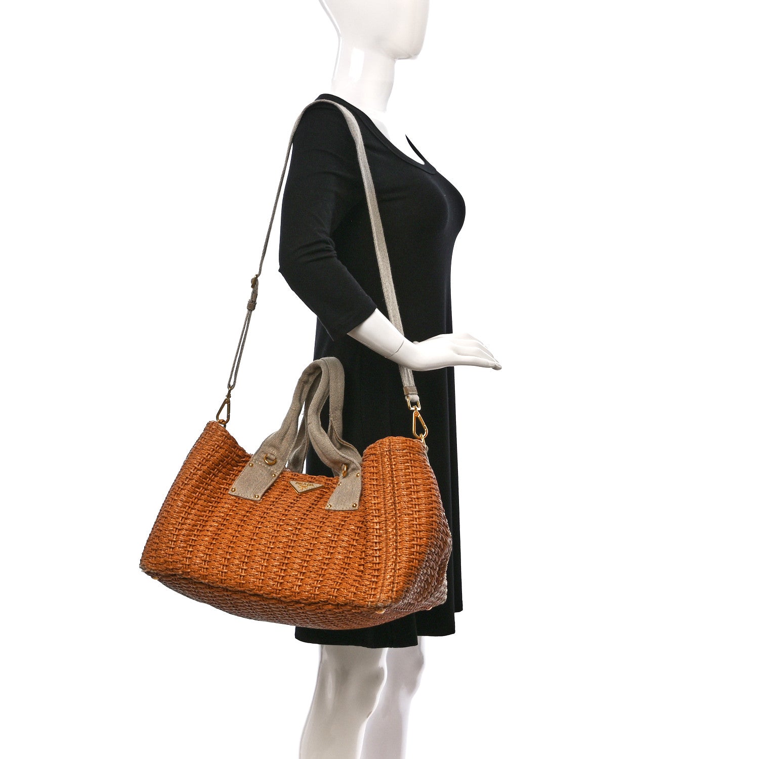 Prada Raffia Canvas Mistolino Tote Miele 3 of 13