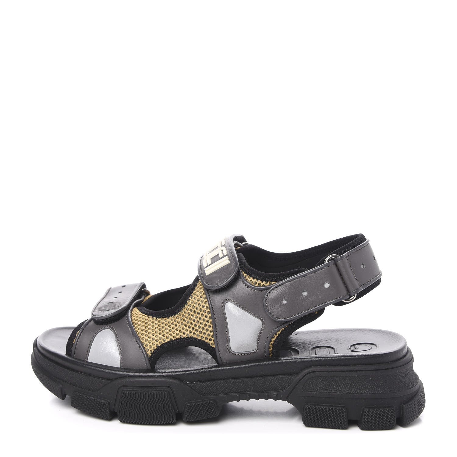 Gucci X SEGA Nappa Mesh Mens Aguru Sandals 9 Loess Black 1 of 9
