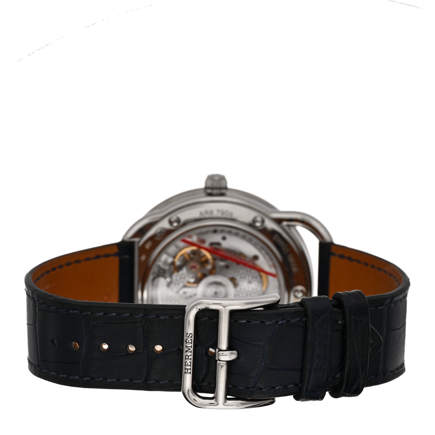 Hermes 18K White Gold Alligator 40mm Arceau Cheval Automatic Watch Bleu Abysse 3 of 5