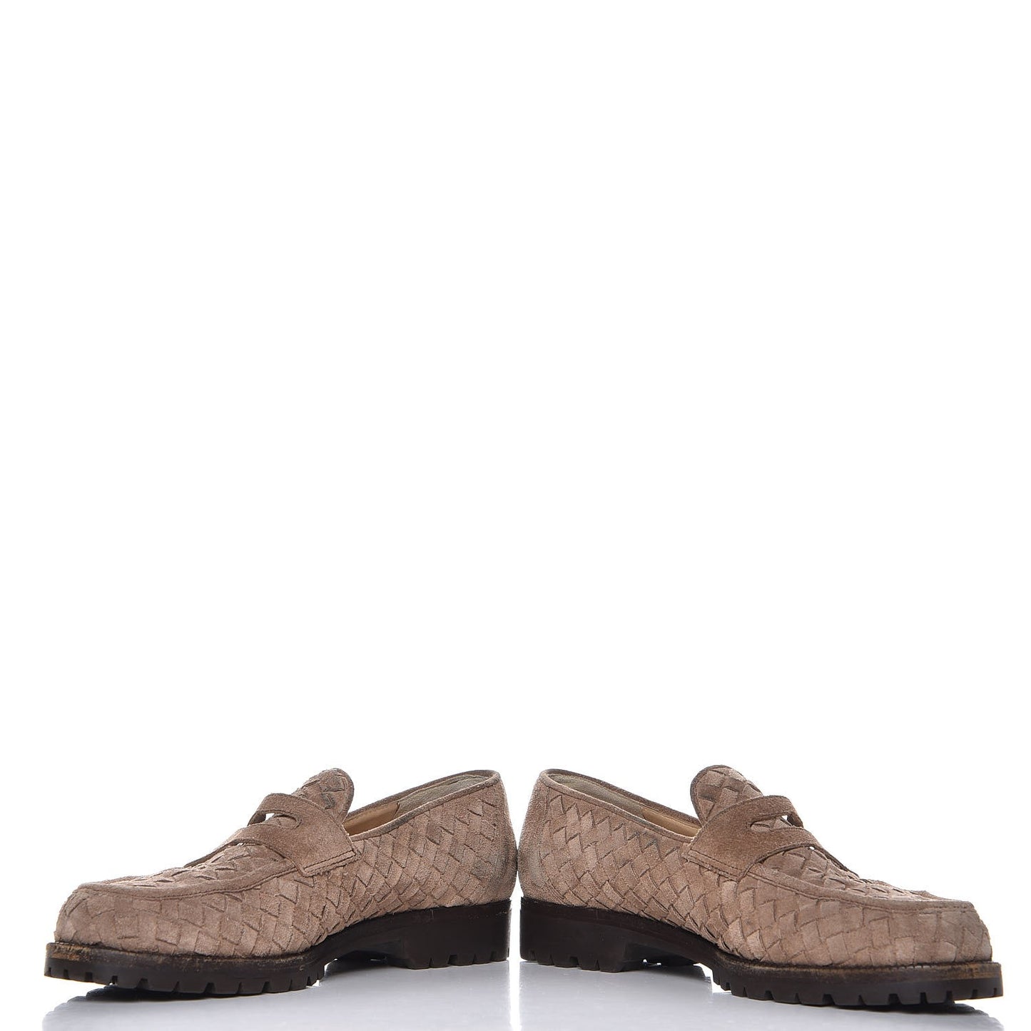 BOTTEGA Suede Intrecciato Penny Loafers 8.5