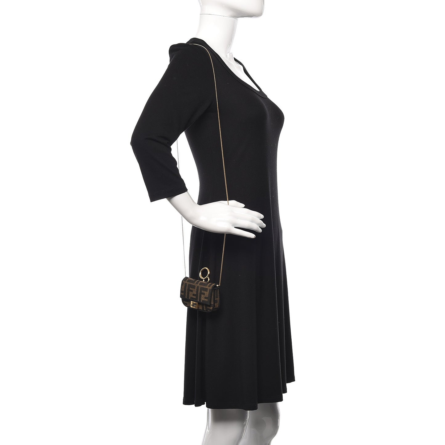 Fabric Jacquard FF 1974 Nano Baguette Charm Tobacco Moro Black